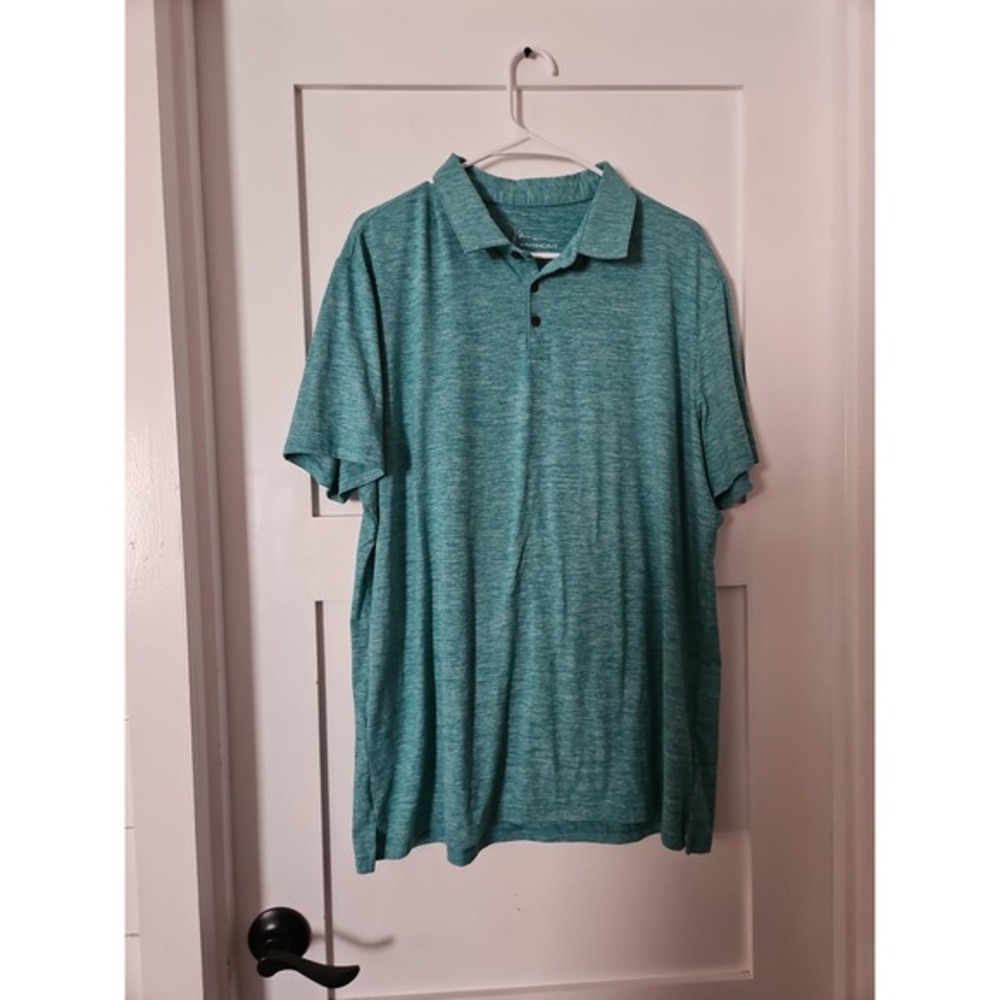 Marc Anthony Luxury Men XXL Polo Shirt‎ Teal Green Space Dye Performance Stretch